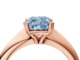 Rose gold Fancy Blue Cushion  Cut Solitaire Engagement Ring with Tapered Band and Four-Prong Setting 4