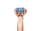 Rose gold Fancy Blue Cushion  Cut Solitaire Engagement Ring with Tapered Band and Four-Prong Setting 5