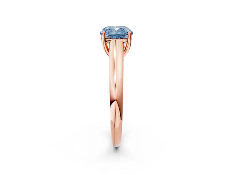 Rose gold Fancy Blue Cushion Cut Solitaire Engagement Ring with Tapered Band and Four-Prong Setting_5