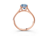Rose gold Fancy Blue Cushion Cut Solitaire Engagement Ring with Tapered Band and Four-Prong Setting_6