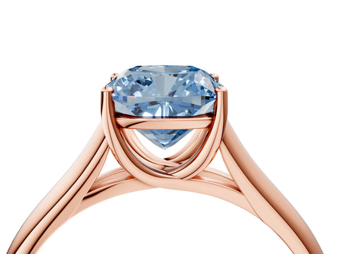 Rose gold Fancy Blue Cushion Cut Solitaire Engagement Ring with Tapered Band and Four-Prong Setting_7