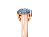 Rose gold Fancy Blue Cushion Cut Solitaire Engagement Ring with Tapered Band and Four-Prong Setting_8