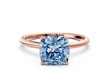 Rose gold Fancy Blue Cushion  Cut Solitaire Engagement Ring with Thin Band and Four-Prong Setting_3