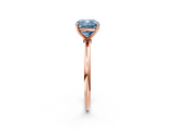 Rose gold Fancy Blue Cushion  Cut Solitaire Engagement Ring with Thin Band and Four-Prong Setting_5