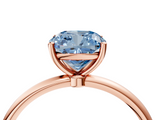 Rose gold Fancy Blue Cushion  Cut Solitaire Engagement Ring with Thin Band and Four-Prong Setting_7