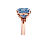 Rose gold Fancy Blue Cushion  Cut Solitaire Engagement Ring with Thin Band and Four-Prong Setting_8