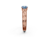 Rose gold Fancy Blue Cushion  Cut Solitaire Engraved Band with Four-Prong Setting_64