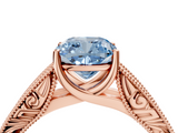Rose gold Fancy Blue Cushion  Cut Solitaire Engraved Band with Four-Prong Setting_66