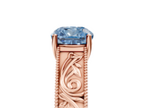 Rose gold Fancy Blue Cushion  Cut Solitaire Engraved Band with Four-Prong Setting_67