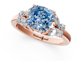 Rose gold Fancy Blue Cushion  Cut Solitaire Floral Diamond Ring with Four-Prong Setting_38