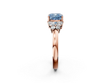 Rose gold Fancy Blue Cushion  Cut Solitaire Floral Diamond Ring with Four-Prong Setting_39