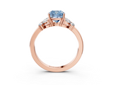 Rose gold Fancy Blue Cushion  Cut Solitaire Floral Diamond Ring with Four-Prong Setting_40