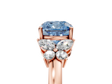 Rose gold Fancy Blue Cushion  Cut Solitaire Floral Diamond Ring with Four-Prong Setting_42