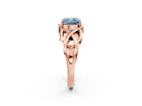 Rose gold Fancy Blue Cushion Cut Solitaire Intertwined Band Prong Setting Ring_2