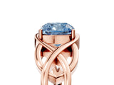 Rose gold Fancy Blue Cushion Cut Solitaire Intertwined Band Prong Setting Ring_5
