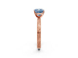 Rose gold Fancy Blue Cushion Cut Solitaire Milgrain Engraved Band with Four-Prong Setting_2