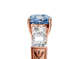 Rose gold Fancy Blue Cushion Cut Solitaire Princess Side Stone Engraved Band Prong Setting Ring_5
