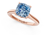 Rose gold Fancy Blue Cushion  Cut Solitaire Ring with Cathedral Band and Four-Prong Setting_77
