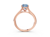 Rose gold Fancy Blue Cushion  Cut Solitaire Ring with Cathedral Band and Four-Prong Setting_79