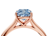 Rose gold Fancy Blue Cushion  Cut Solitaire Ring with Cathedral Band and Four-Prong Setting_80