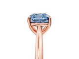 Rose gold Fancy Blue Cushion  Cut Solitaire Ring with Cathedral Band and Four-Prong Setting_81