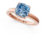 Rose gold Fancy Blue Cushion  Cut Solitaire Ring with Four-Prong Setting and Classic Band_43
