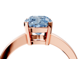 Rose gold Fancy Blue Cushion  Cut Solitaire Ring with Four-Prong Setting and Classic Band_46