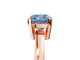 Rose gold Fancy Blue Cushion  Cut Solitaire Ring with Four-Prong Setting and Classic Band_47