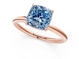 Rose gold Fancy Blue Cushion  Cut Solitaire Ring with Thin Band and Four-Prong Setting_17