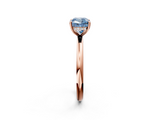 Rose gold Fancy Blue Cushion  Cut Solitaire Ring with Thin Band and Four-Prong Setting_18