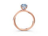 Rose gold Fancy Blue Cushion  Cut Solitaire Ring with Thin Band and Four-Prong Setting_19