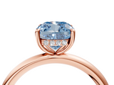 Rose gold Fancy Blue Cushion  Cut Solitaire Ring with Thin Band and Four-Prong Setting_20