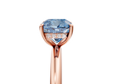 Rose gold Fancy Blue Cushion  Cut Solitaire Ring with Thin Band and Four-Prong Setting_21