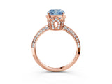 Rose gold Fancy Blue Cushion Cut Solitaire Split Shank Pave Diamond Engagement Ring with Four-Prong Setting_27