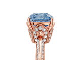 Rose gold Fancy Blue Cushion Cut Solitaire Split Shank Pave Diamond Engagement Ring with Four-Prong Setting_29