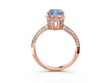Rose gold Fancy Blue Cushion Cut Solitaire Split Shank Pave Diamond Engagement Ring with Four-Prong Setting_3