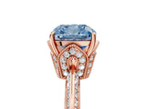 Rose gold Fancy Blue Cushion Cut Solitaire Split Shank Pave Diamond Engagement Ring with Four-Prong Setting_5