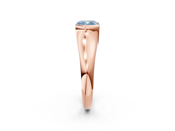 Rose gold Fancy Blue Cushion Cut Solitaire Tension Set Diamond Ring with Split Shank Band
