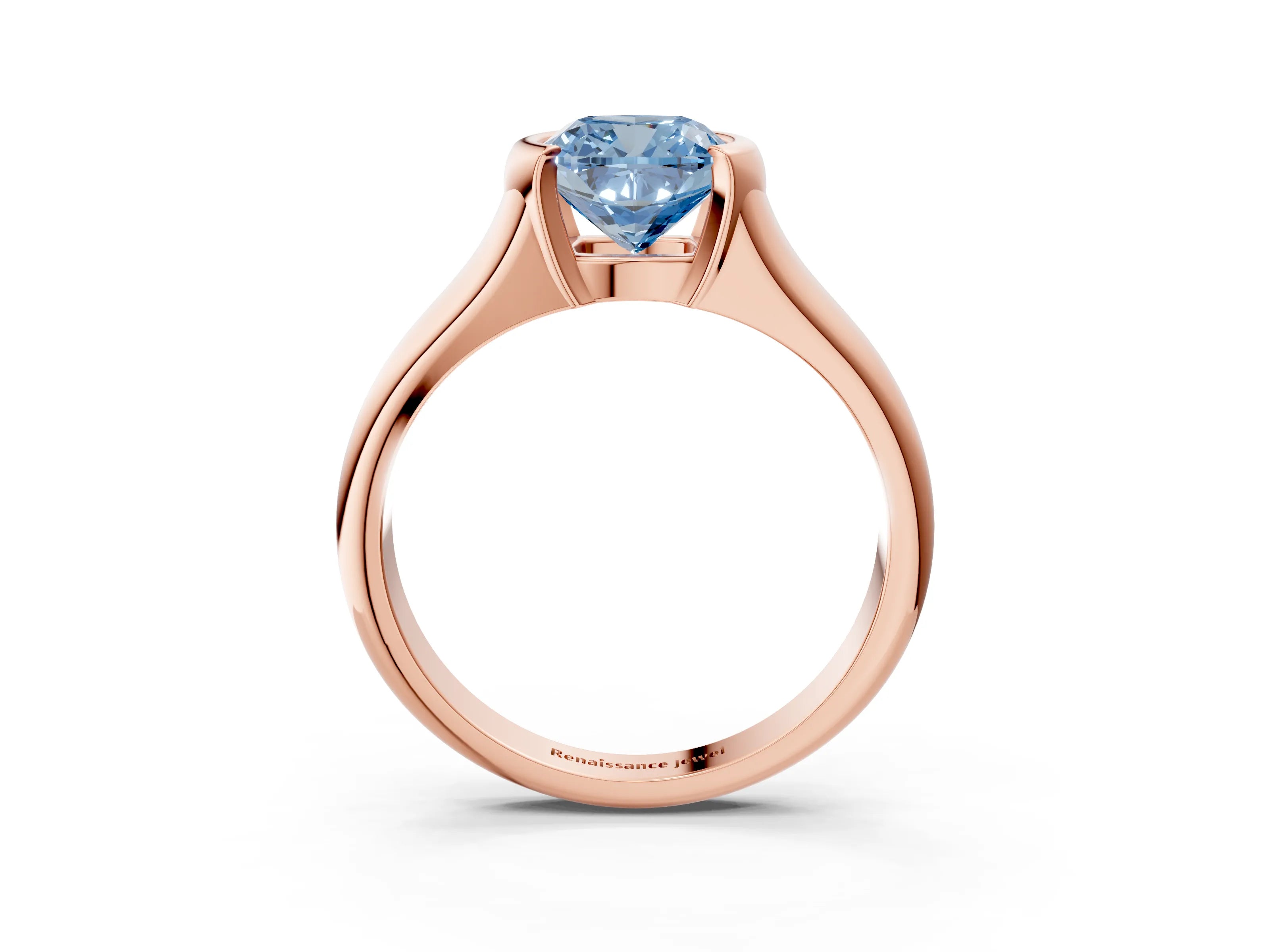 Rose gold Fancy Blue Cushion Cut Solitaire Tension Set Diamond Ring with Split Shank Band_3