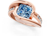 Rose gold Fancy Blue Cushion Cut Solitaire Tension-Set Diamond Split Shank Ring_1