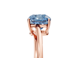 Rose gold Fancy Blue Cushion  Cut Solitaire Twist Band Ring with Four-Prong Setting_28