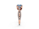 Rose gold Fancy Blue Cushion Cut Solitaire Twist Pave Diamond Engagement Ring with Prong Setting_2