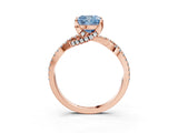 Rose gold Fancy Blue Cushion Cut Solitaire Twist Pave Diamond Engagement Ring with Prong Setting_27