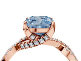 Rose gold Fancy Blue Cushion Cut Solitaire Twist Pave Diamond Engagement Ring with Prong Setting_4