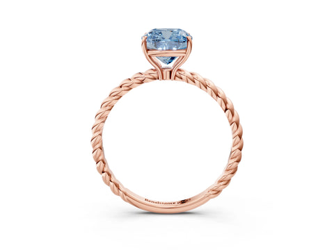 Rose gold Fancy Blue Cushion Cut Solitaire Twisted Band 4-Prong Ring_3