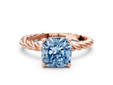 Rose gold Fancy Blue Cushion  Cut Solitaire Twisted Band with Four-Prong Setting_88