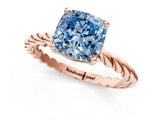 Rose gold Fancy Blue Cushion  Cut Solitaire Twisted Band with Four-Prong Setting_89
