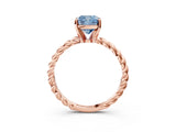 Rose gold Fancy Blue Cushion  Cut Solitaire Twisted Band with Four-Prong Setting_91