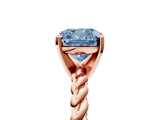 Rose gold Fancy Blue Cushion  Cut Solitaire Twisted Band with Four-Prong Setting_93