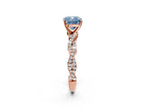 Rose gold Fancy Blue Cushion Cut Solitaire Twisted Pave Band with Four-Prong Setting_5